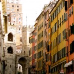 Street leading up to Porta Soprana in Genoa "Street leading up to Porta Soprana in Genoa"